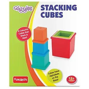 1 Giggles Funskool Plastic Stacking Multicolored Cubes Blocks With Alphabet Helps To Sort Stack And Nest 1